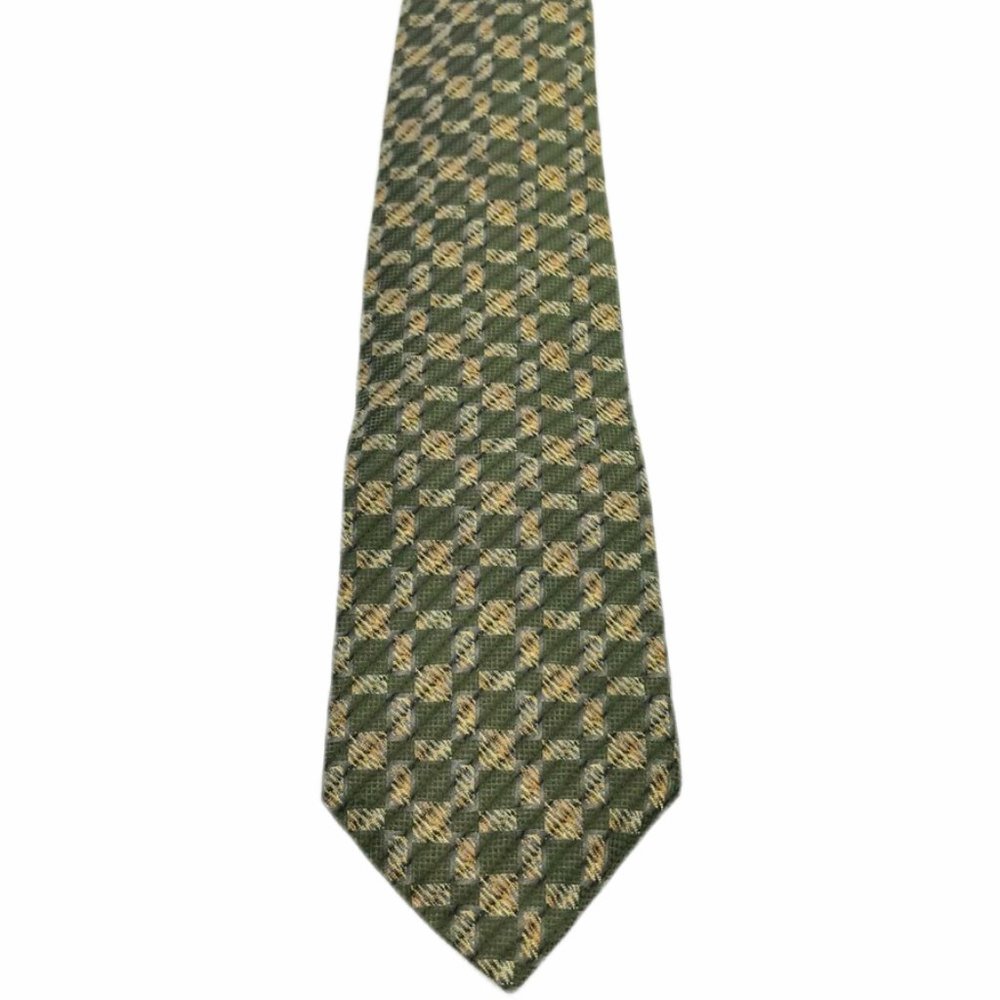 Geoffrey Beene Green Abstract Silk Necktie